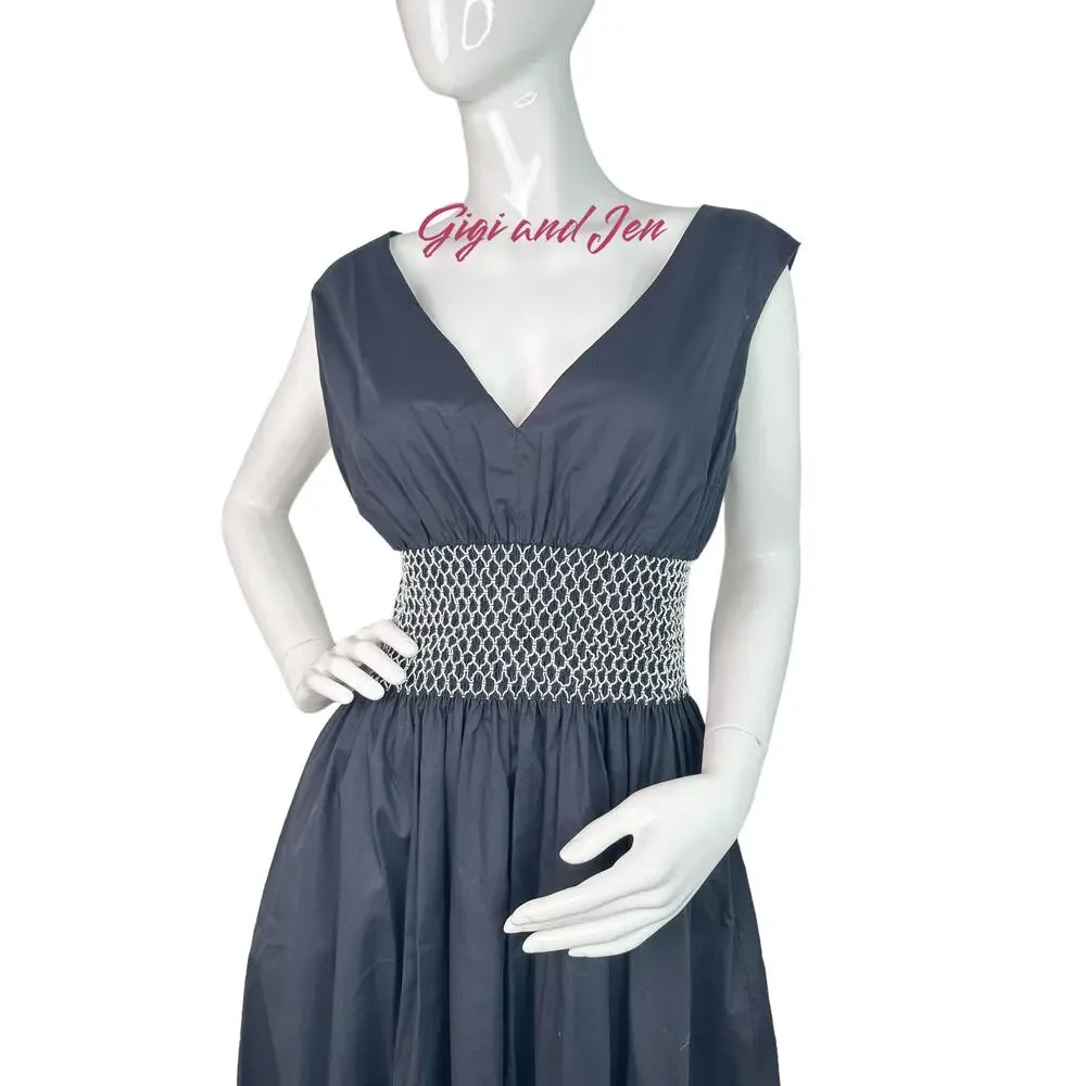 Kate Spade Poplin V-neck Dress Medium in Black